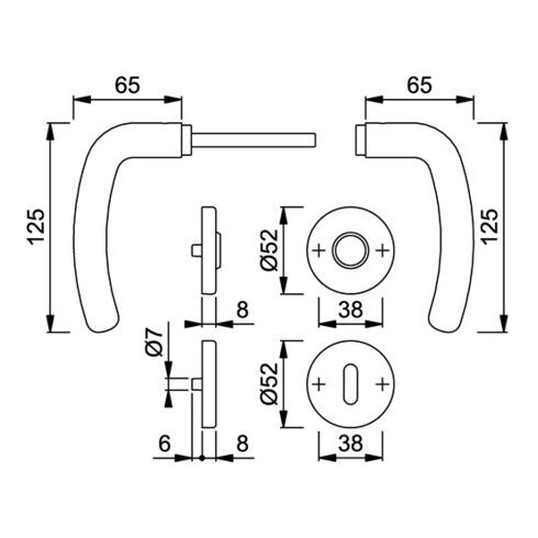 Rosette Hoppe grt.den.E1310Z/42KV/42KVS VA F69 rd.OB DIN L/R D/D