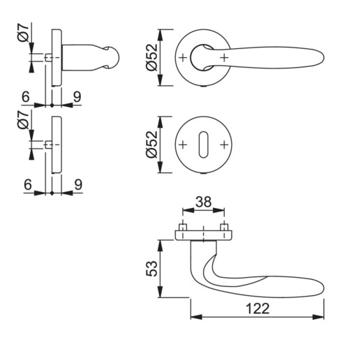 Rosette Hoppe grt.Verona M151/42KV/42KVS MS F71 rd.OB DIN L/R D/D
