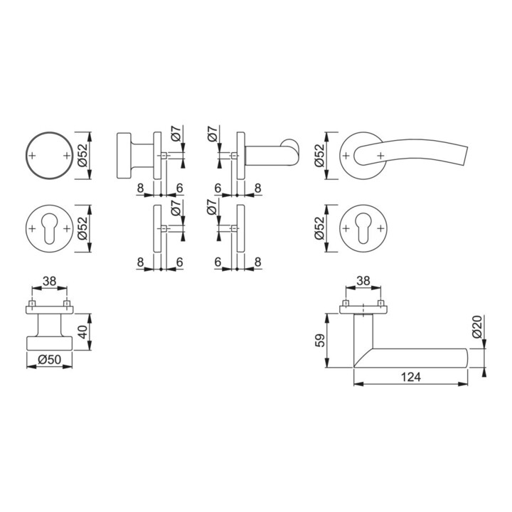 Rosettengrt.Ant.E58/42KV/42KVS/1420Z VA F69 rd.PZ DIN li.D/K HOPPE