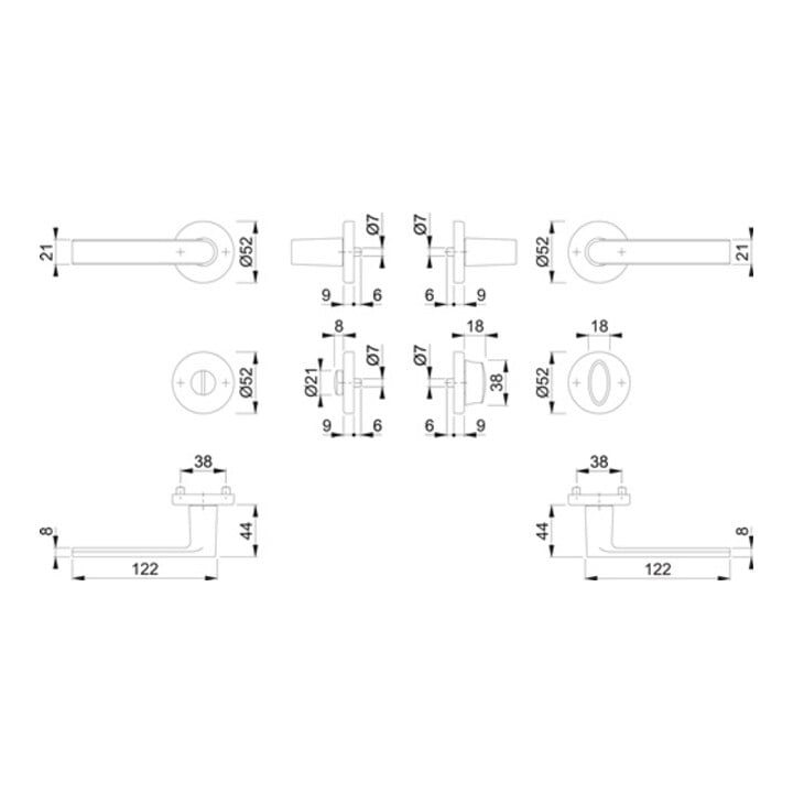 Rosettengrt.Los Angeles M1642/42KV/42KVS MS F96-1-R rd.SK/OL DIN L/R D/D HOPPE