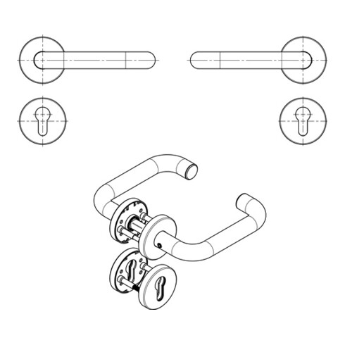Rosettengrt.OGRO 8100 8MM/6501/7122 WC ER VA ER rd.WC DIN L/R D/D