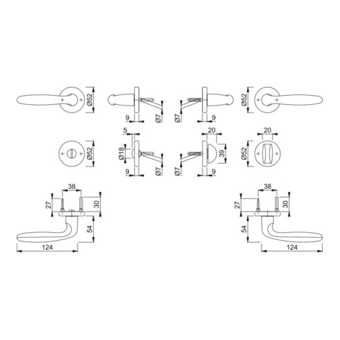 Rosettengrt.Verona 1510/42KB/42KBS Alu.F1 SK/OL DIN L/R D/D HOPPE