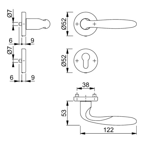 Rosettengrt.Verona M151/42KV/42KVS MS F49-R PZ DIN L/R HOPPE
