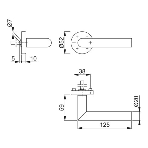 Rosettenhalbgarnitur Ams.E1400Z/42H VA F69 4-KT.10mm HOPPE