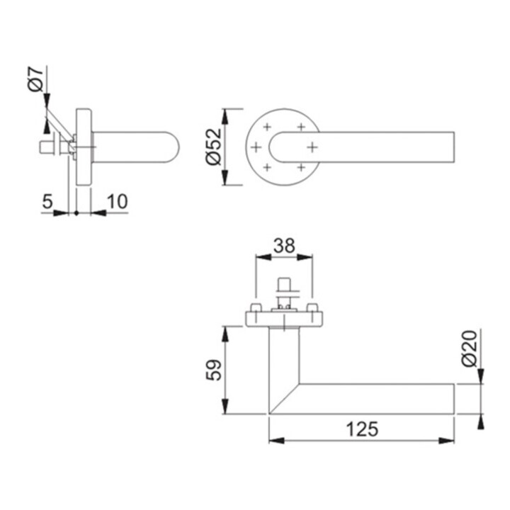 Rosettenhalbgarnitur Ams.E1400Z/42H VA F69 4-KT.8mm HOPPE