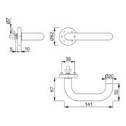 Rosettenhalbgarnitur Paris E138Z/42H VA F69 4-KT.10mm HOPPE-3