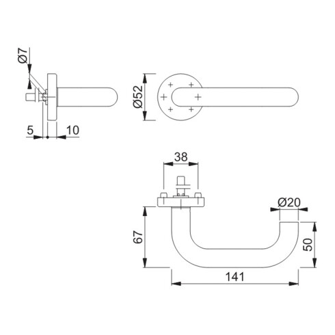 Rosettenhalbgarnitur Paris E138Z/42H VA F69 4-KT.8mm HOPPE