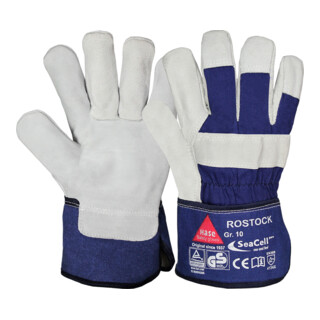 Gants de travail Hase Rostock en cuir fendu de vachette Rostock doublés de cuir fendu