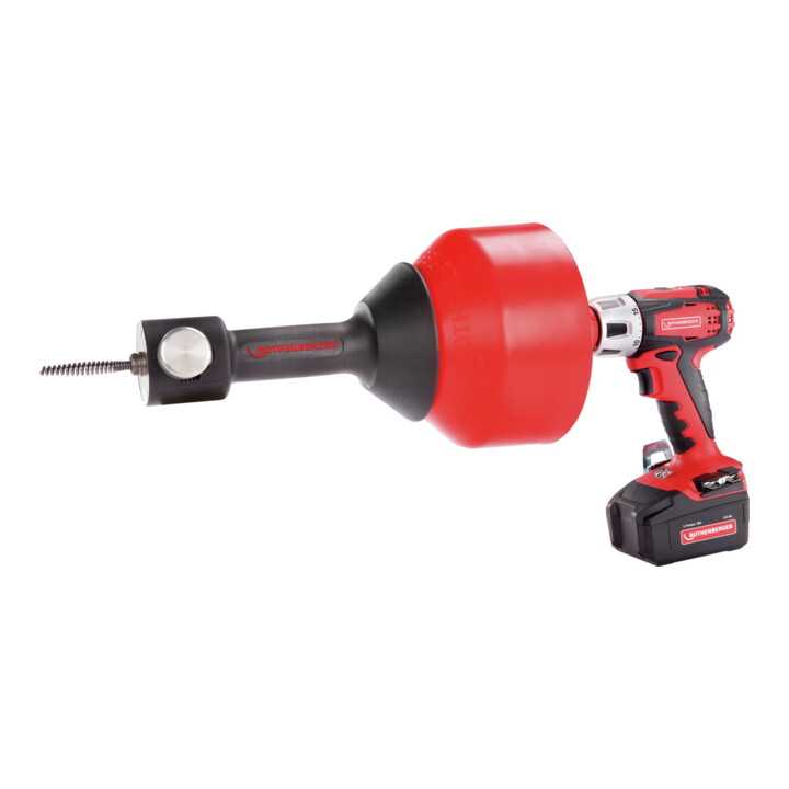 Rothenberger machine à nettoyer les tuyaux à la main ROSPIMATIC CL, machine de base avec spirale 8mmx7,5m avec tête de club