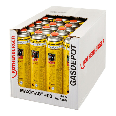 Rothenberger Maxigas 400 Gaskartusche, 600ml, 7/16"-EU, Sprachversion B