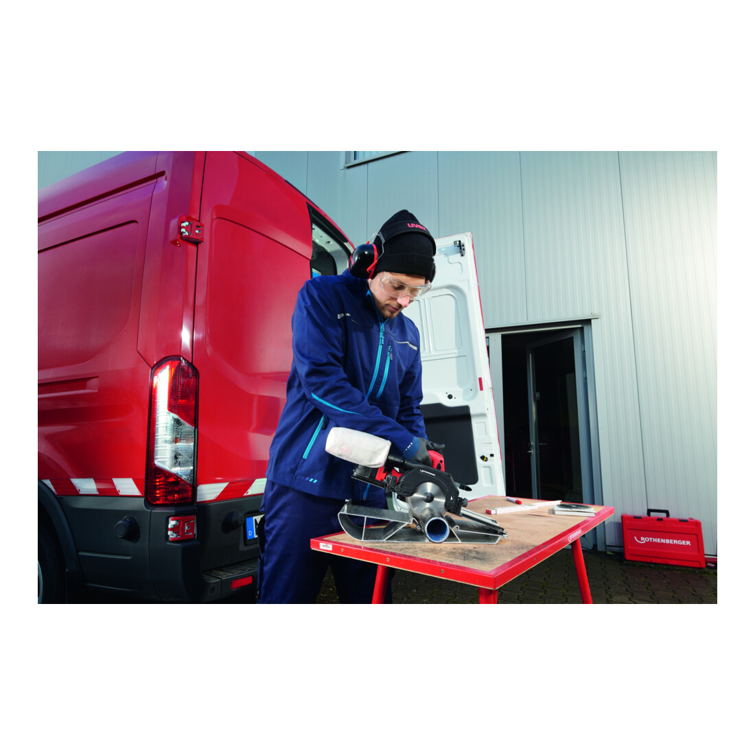 Rothenberger PIPECUT mini, chargeur EU,4Ah + guide-chaîne