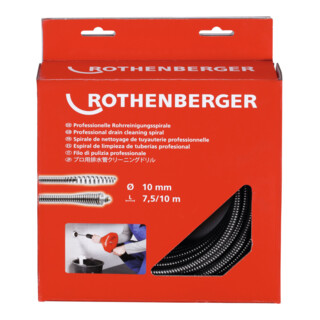 Spirale Rothenberger, 10mmx7,5m avec tête d'abattage 10 mm