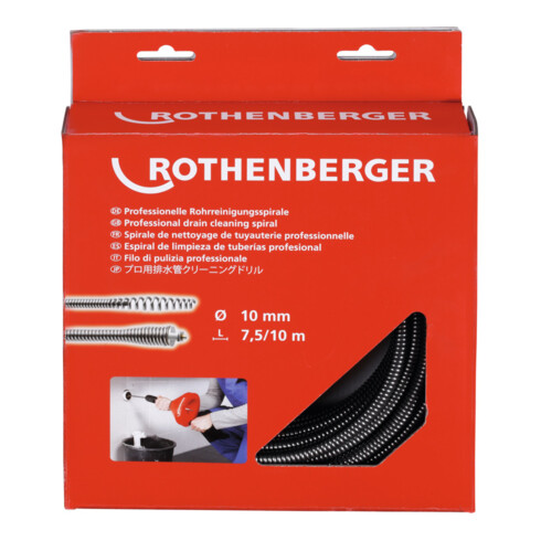 Spirale Rothenberger, 10mmx7,5m avec tête d'abattage 10 mm