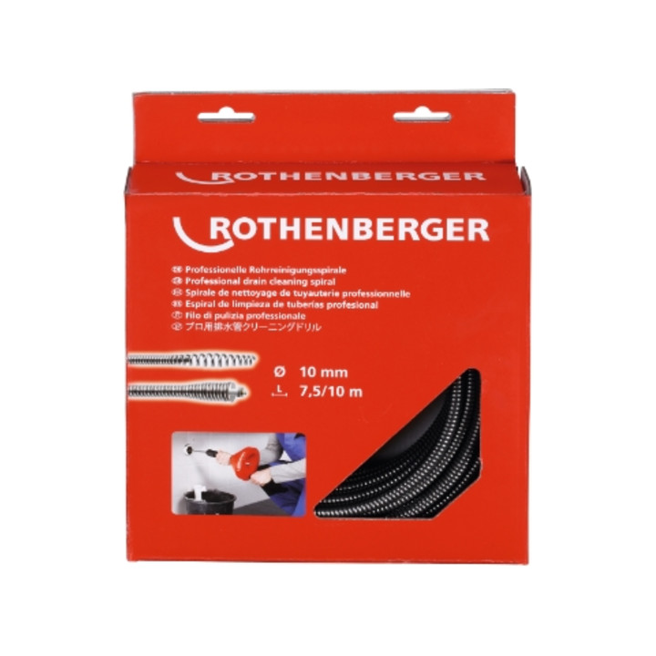 Rothenberger spirale 10mm x 10m avec tête de massue