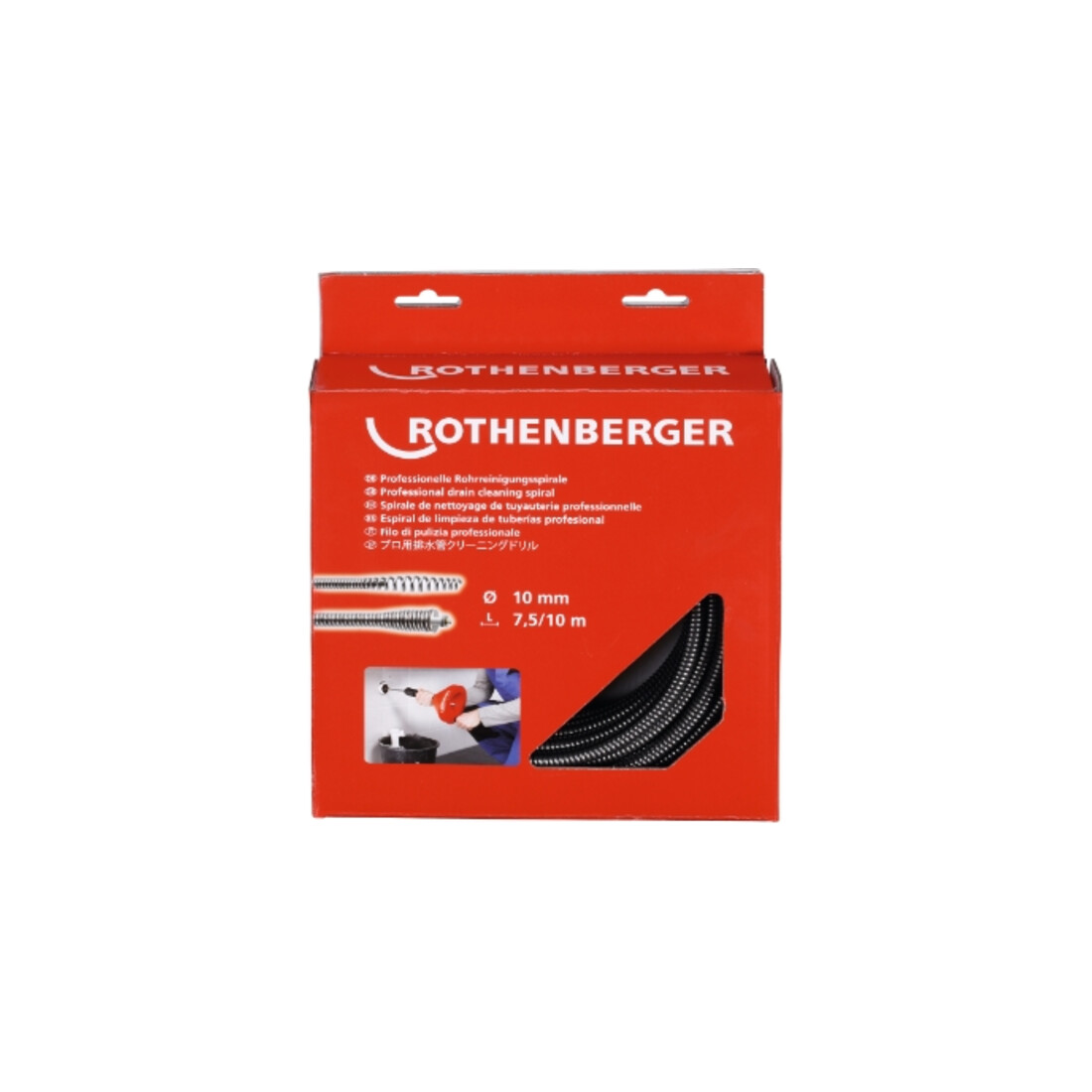 Spirale Rothenberger, 10mmx7,5m avec tête d'abattage 10 mm