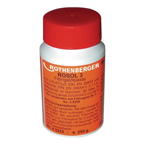 Rothenberger Weichlötpaste ROSOL 3 DIN EN 29453 S-SN97 Cu 3 Plastikflasche 250g