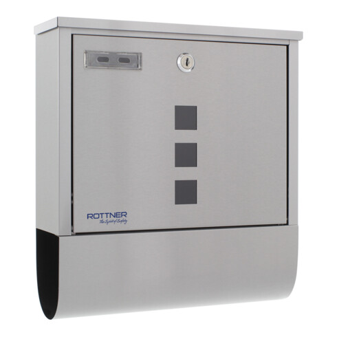 ROTTNER Boîte aux lettres Costa avec serrure à cylindre Acier inoxydable brossé mat