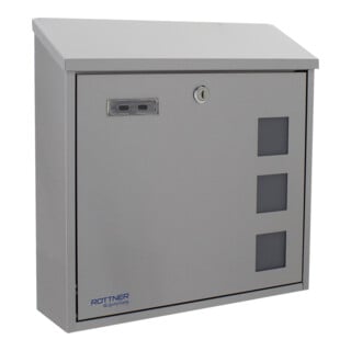 ROTTNER Boîte aux lettres Muro avec serrure à cylindre acier inoxydable mat brossé