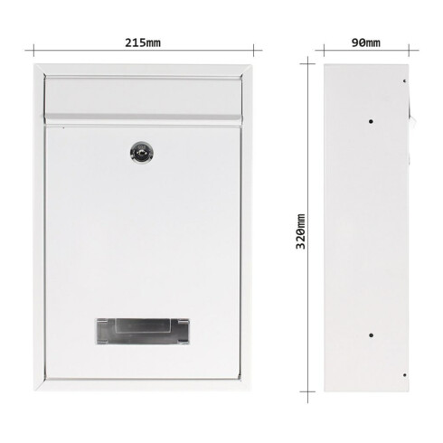 ROTTNER Boîte aux lettres Tarvis avec serrure à cylindre blanc laqué poudre