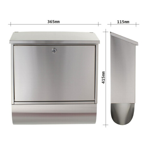 ROTTNER Boîte aux lettres Villa verrouillable acier inoxydable mat brossé