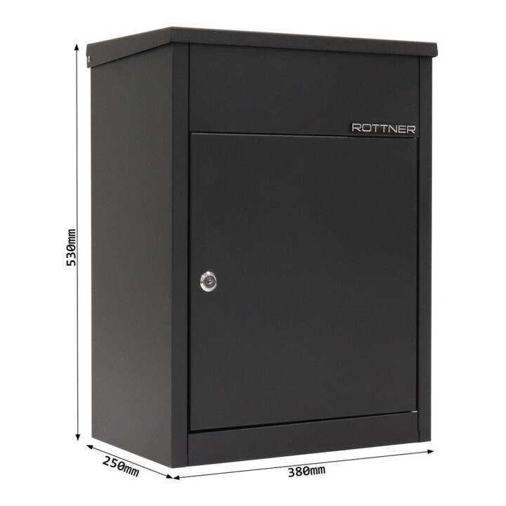 ROTTNER Briefkasten Parcel Keeper 500 Zylinderschloss schwarz