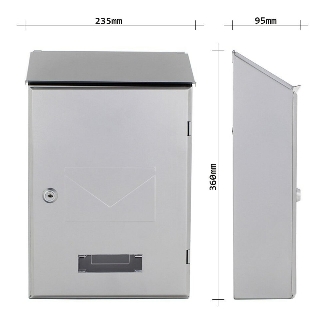 ROTTNER Briefkasten Pisa mit Zylinderschloss grau, anthrazit pulverb.