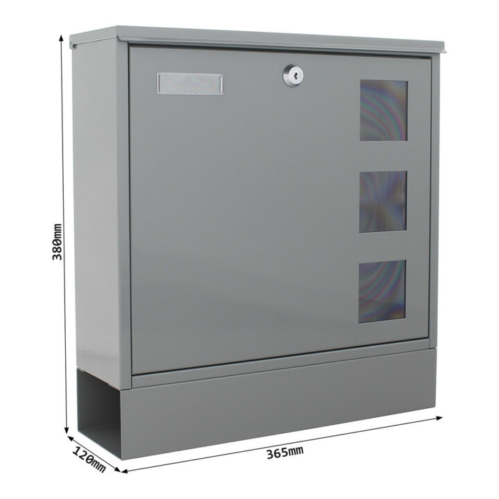 ROTTNER Briefkasten Postale T06049 grau Zylinderschloss Grau