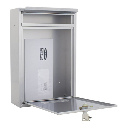 ROTTNER Briefkasten Tarvis mit Zylinderschloss silber