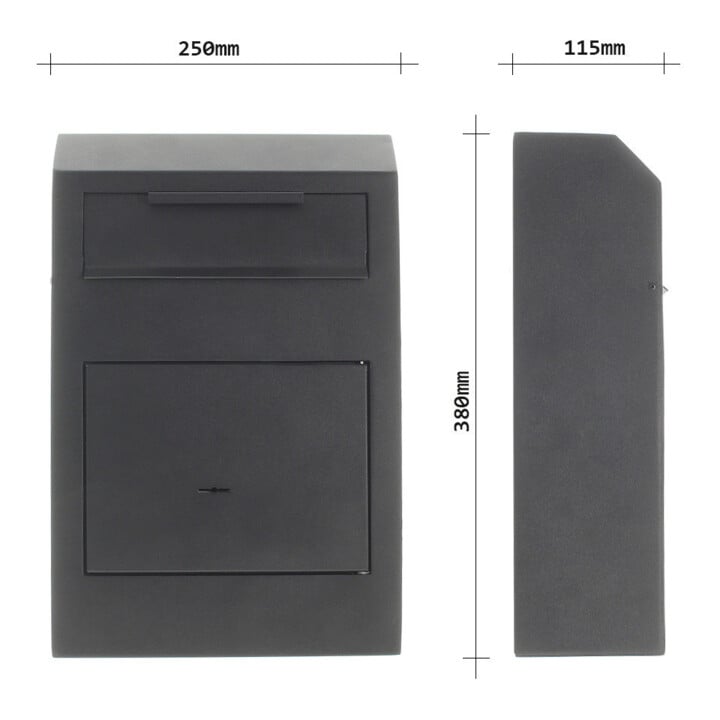 ROTTNER Coffre à clés Cashmatic Basic serrure à double panneton noir 250 × 380 × 115 mm