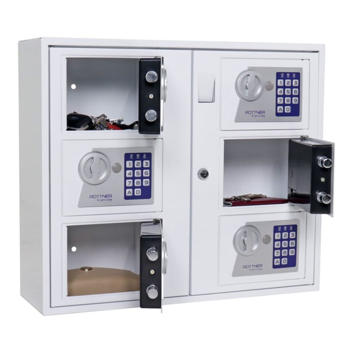 ROTTNER Coffre-fort intérieur T05380 Système à clés 6 EL Serrure électronique Blanc poudré 465 × 535 × 170 mm