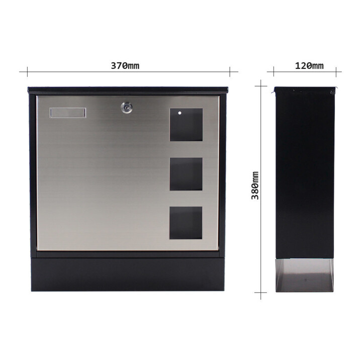 ROTTNER Design Mailbox T05535 Zylinderschloss Schwarz