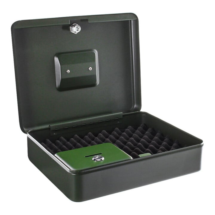 ROTTNER Geldkassette GUN BOX grün Zylinderschloss