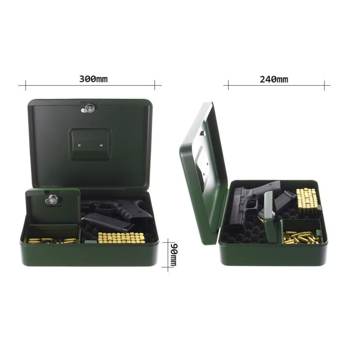 ROTTNER Geldkassette GUN BOX grün Zylinderschloss