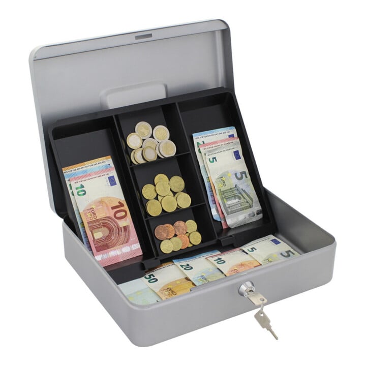 ROTTNER Geldkassette HomeStar Cash 4 Zylinderschloss Silber 300 x 245 x 90mm