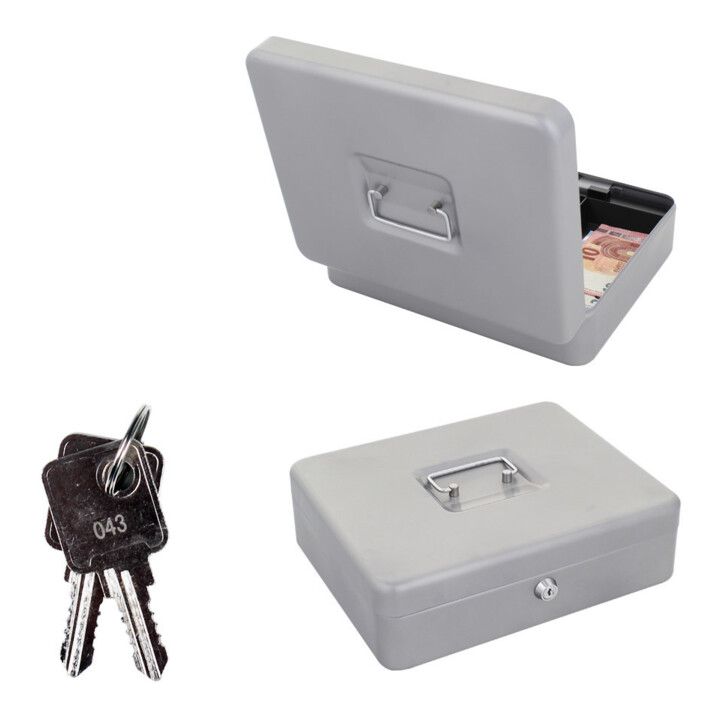 ROTTNER Geldkassette HomeStar Cash 4 Zylinderschloss Silber 300 x 245 x 90mm