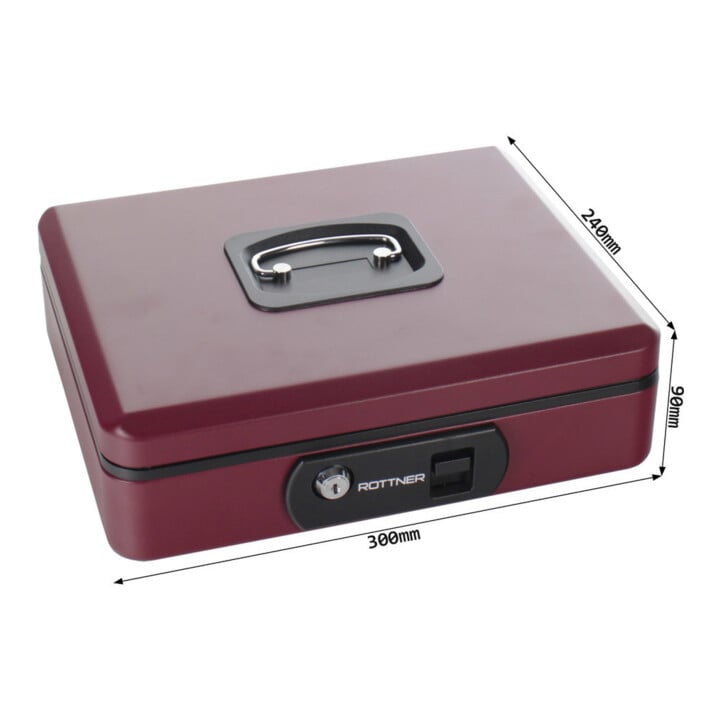 ROTTNER Geldkassette Pro Box Two Berry Zylinderschloss rot