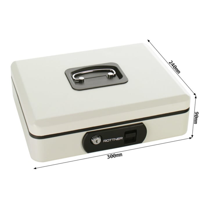ROTTNER Geldkassette Pro Box Two Zylinderschloss weiß 300 x 240 x 90mm