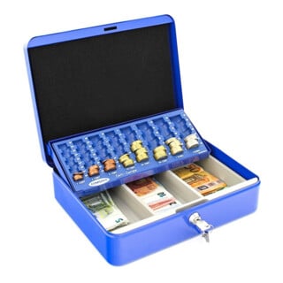 ROTTNER Geldkassette Wien Zylinderschloss blau