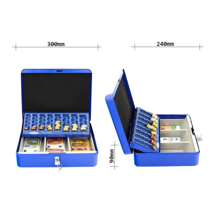 ROTTNER Geldkassette Wien Zylinderschloss blau