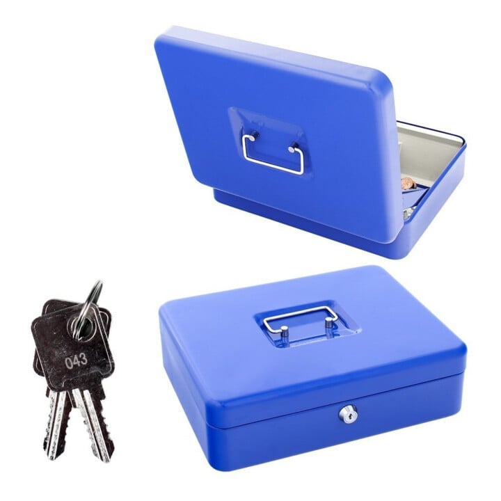ROTTNER Geldkassette Wien Zylinderschloss blau