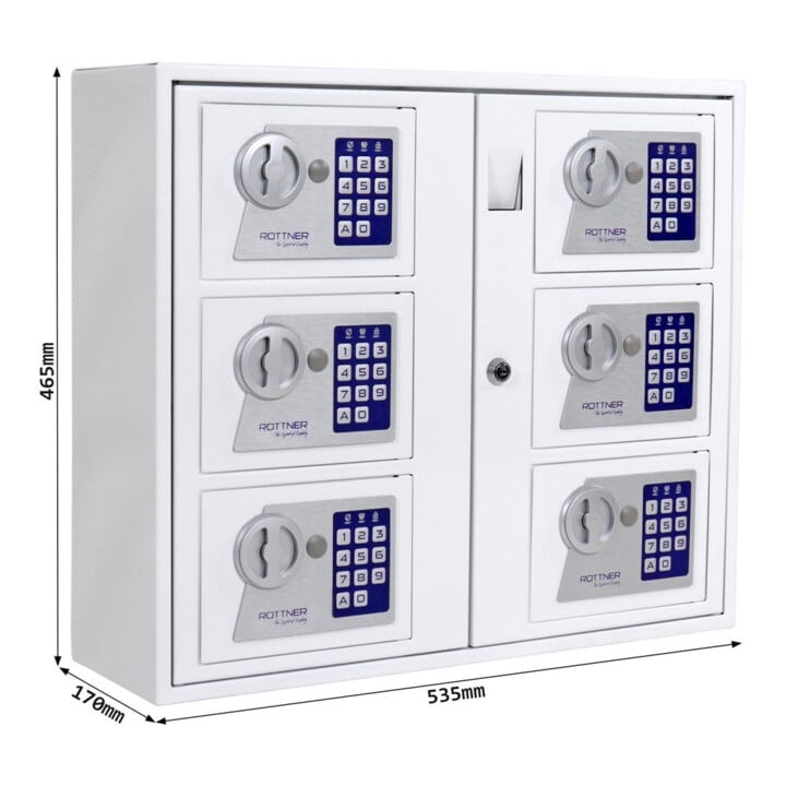 ROTTNER Innentresor T05380 Keysystem 6 EL Elektronikschloss Weiß pulverbeschichtet 465 x 535 x 170mm