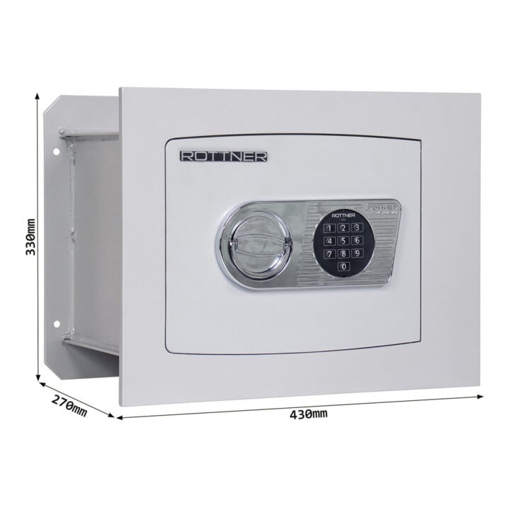 ROTTNER Wandtresor Delta 30 elektronisches Zahlenschloss lichtgrau
