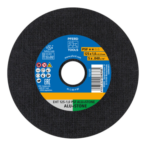 Roue à tronçonner PFERD EHT 125-1,0 PSF ALU+STONE