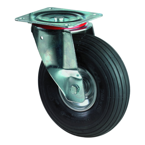 Roue gonflable D.roue 400 mm cap.charge 250 kg roulette pivotante avec plaque à