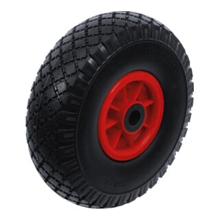 Roue pour diable/chariot de transport PU, rouge/noir 260 mm BGS Do it yourself