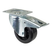 Roues pivotantes élastiques avec frein BS Rollen, noires, jante en plastique, Ø 125 mm-1