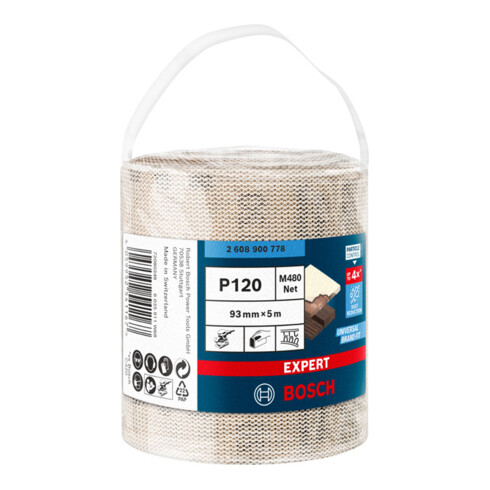 Rouleau de filet abrasif Bosch Expert M480, 93 mm, 5 m, G 120
