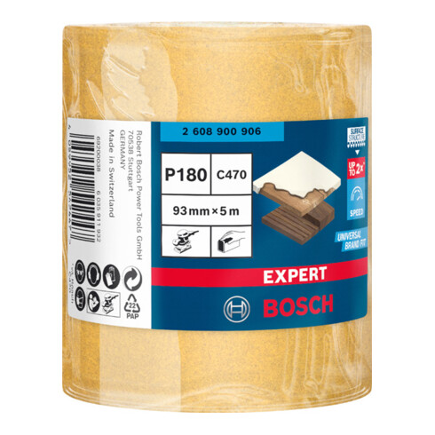 Rouleau de papier de verre Bosch Expert C470 pour ponçage à la main, 93 mm, 5 m, G 180