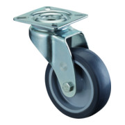 BS roulette pivotante roue en caoutchouc caoutchouc bleu-gris plaque d'appui lisse