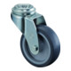 BS roulette pivotante roue en caoutchouc caoutchouc bleu-gris palier lisse trou arrière-1